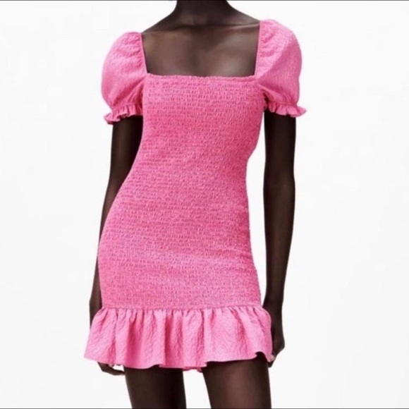 Zara Dresses & Skirts - Zara Vibrant Pink Ruffle Dress
